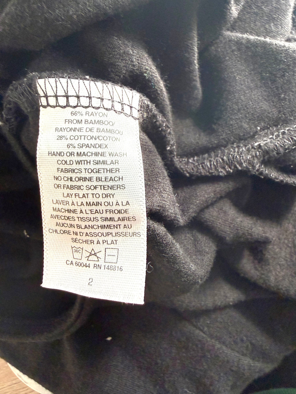 mash and Tess bamboo blend fabric content tag.