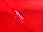 Close-up of red textured fabric and interior seam detail on Betsey Johnson dress.