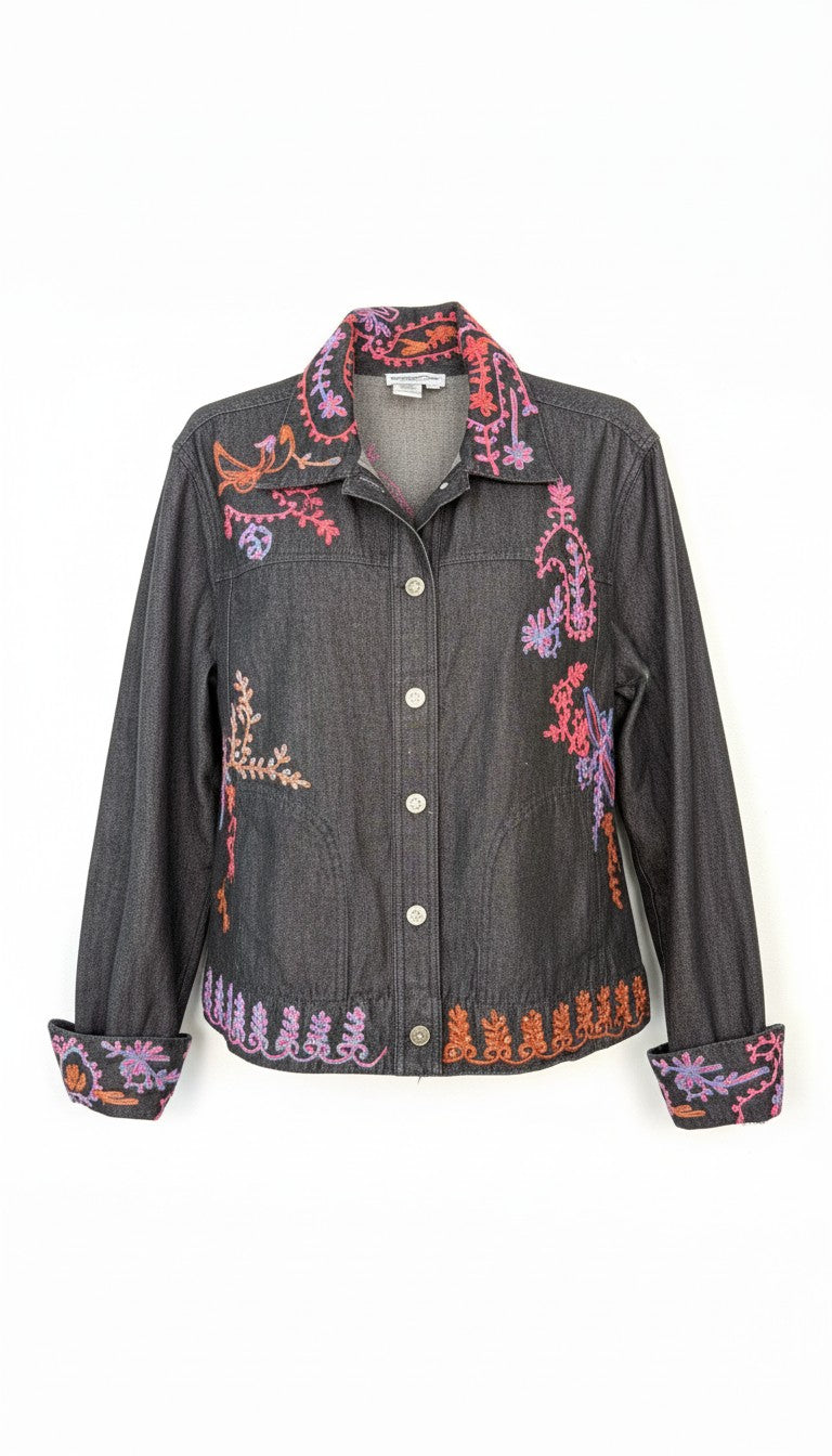 Coldwater Creek Embroidered Denim Jacket | Size XL at Blue Sparrow Shop