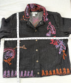 Coldwater Creek Embroidered Denim Jacket | Size XL at Blue Sparrow Shop measuring 46" bust and 24" shoulder to hem