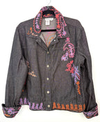 Coldwater Creek Embroidered Denim Jacket | Size XL at Blue Sparrow Shop on hanger