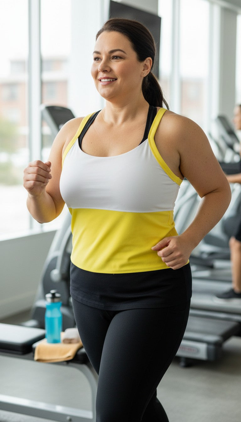 Colourblock Lululemon Tank Top | Size 12 at Blue sparrow Shop on woman at the gym