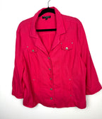 Conrad C Collection fuchsia linen blend utility jacket women size 18 button front lightweight blazer on hanger