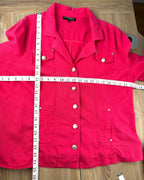 Conrad C linen blend jacket in hot pink measuring 44" bust 25" shoulder to hem
