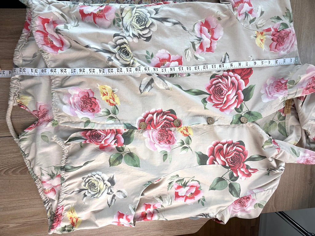 Cottage core oversized jacket - floral pattern - boho romantic measuring 29" from shoulder to hem