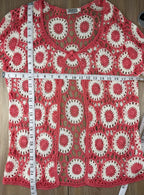 Cottagecore Vintage Style Crochet Cardigan at Blue Sparrow Shop size M measuring 38" bust and 26" shoulder to hem 
