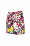 Cotton Abstract Print Belted Skort – Colourful Graphic Print Skort – Size L at Blue Sparrow Shop on white background