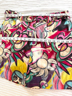 Cotton Abstract Print Belted Skort – Colourful Graphic Print Skort – Size L at Blue Sparrow Shop measuring 34" waist and 42" hips