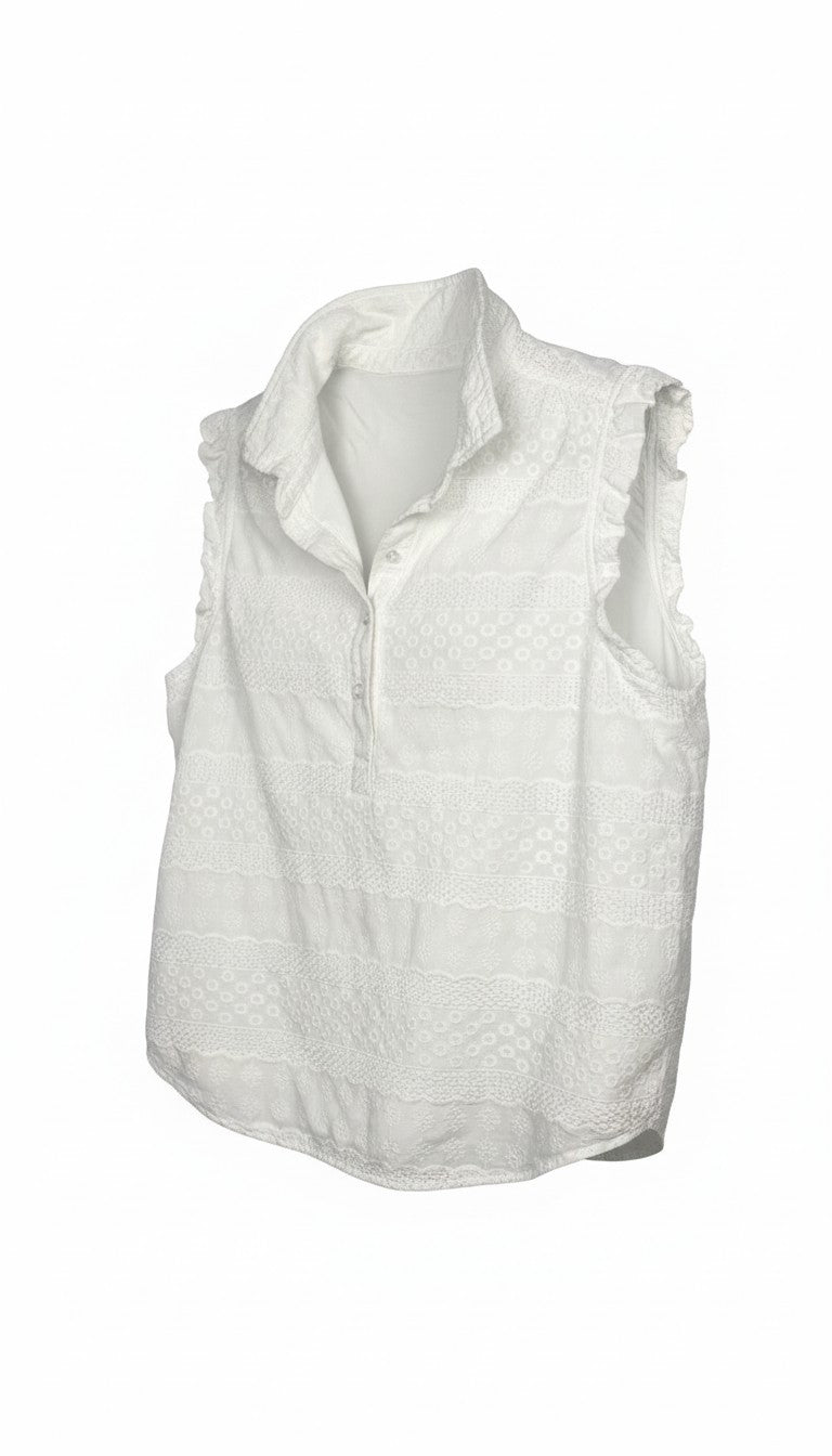 Cotton White Eyelet Top | Size M at Blue Sparrow Shop
