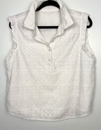 Cotton White Eyelet Top | Size M at Blue Sparrow Shop on hanger