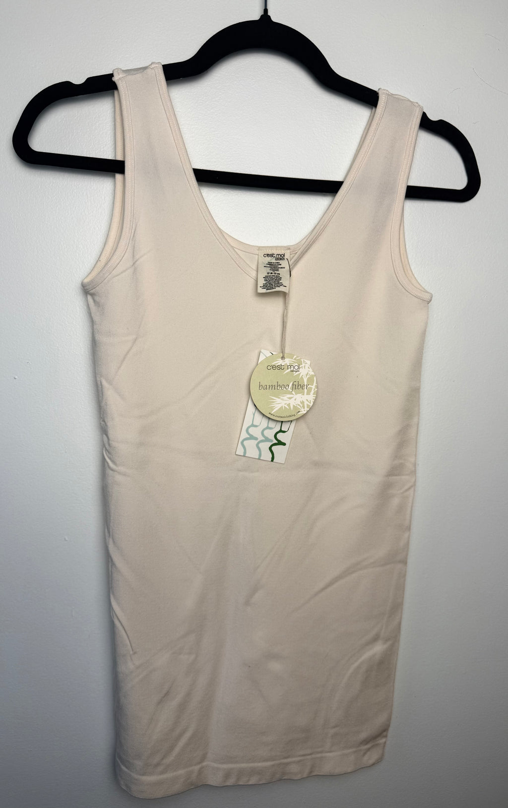 Ivory coloured Bamboo Tank top by C'est Moi at Blue Sparrow Shop  on hanger