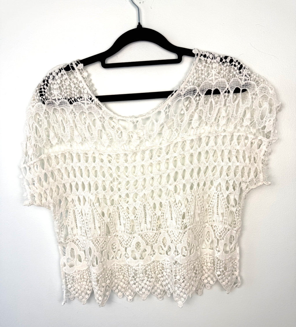 Crochet Boho Layering Top | One Size at Blue Sparrow Shop on hanger