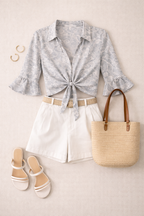 Cropped Chiffon Bolero Jacket | Size L at Blue Sparrow Shop on flatlay