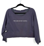 Cropped athleisure sweatshirt work hard be nice to people saying on front 