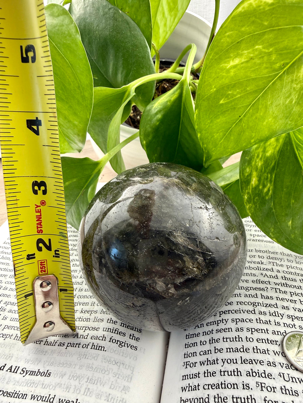 Labradorite sphere with measuring tape approx 3 "