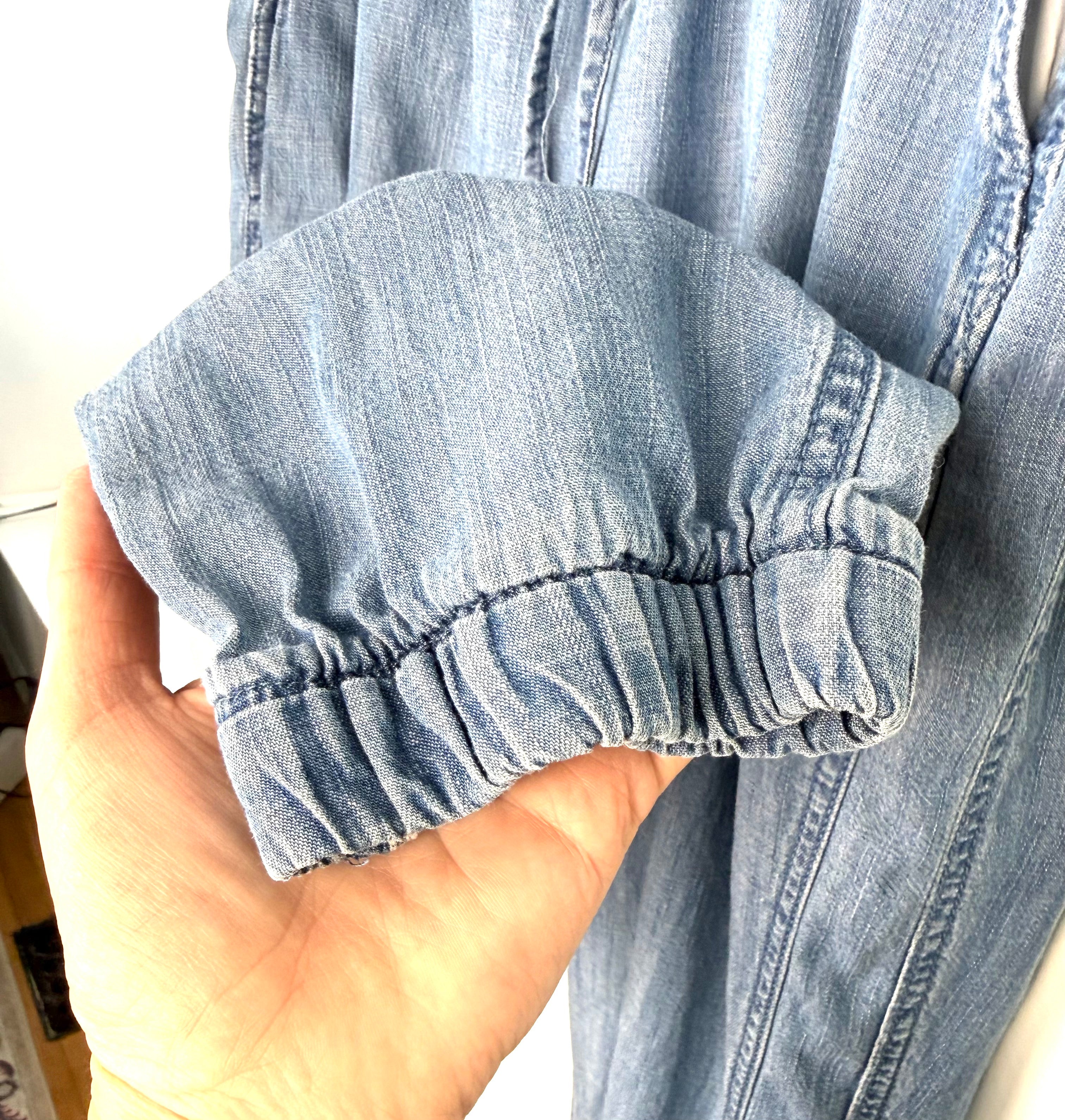Cuff detail on Gap chambray denim joggers with elastic waist and cuff