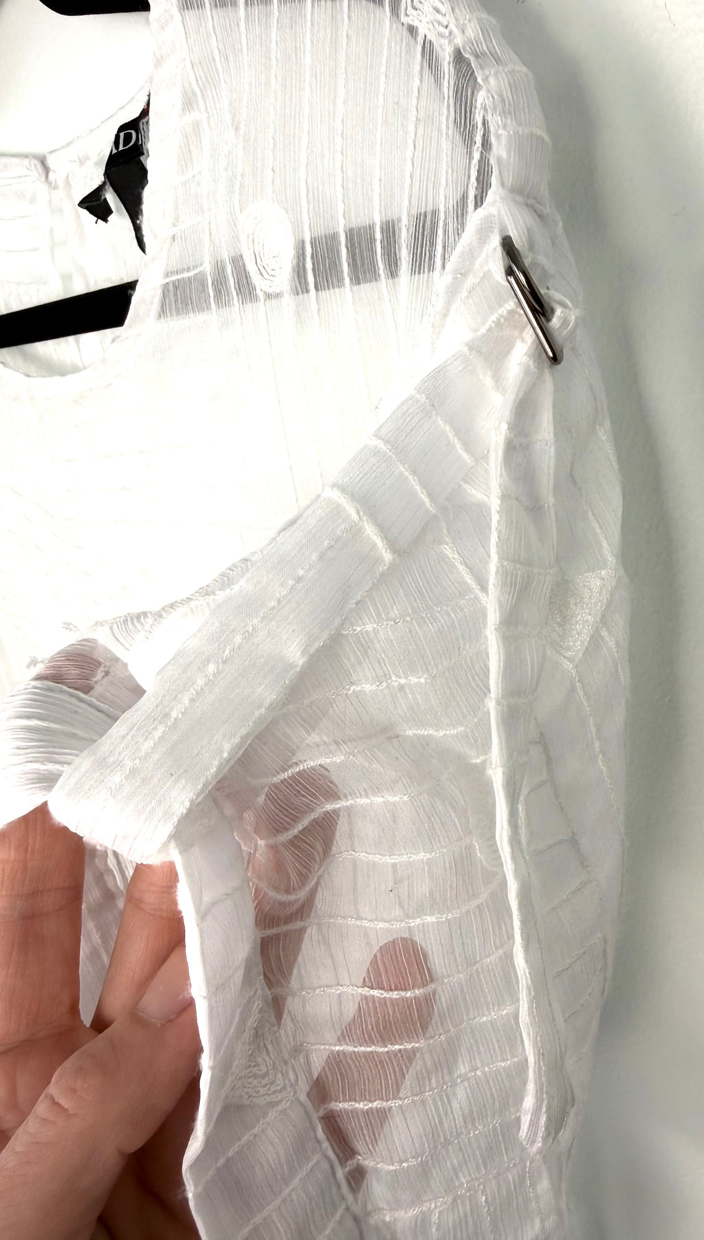 cuff detail on Picadilly Canada Textured Sheer Top 