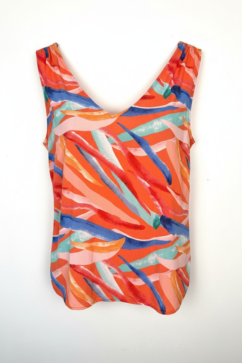DEX Colourful Abstract Print Top | Size 2X at Blue Sparrow Shop on white background