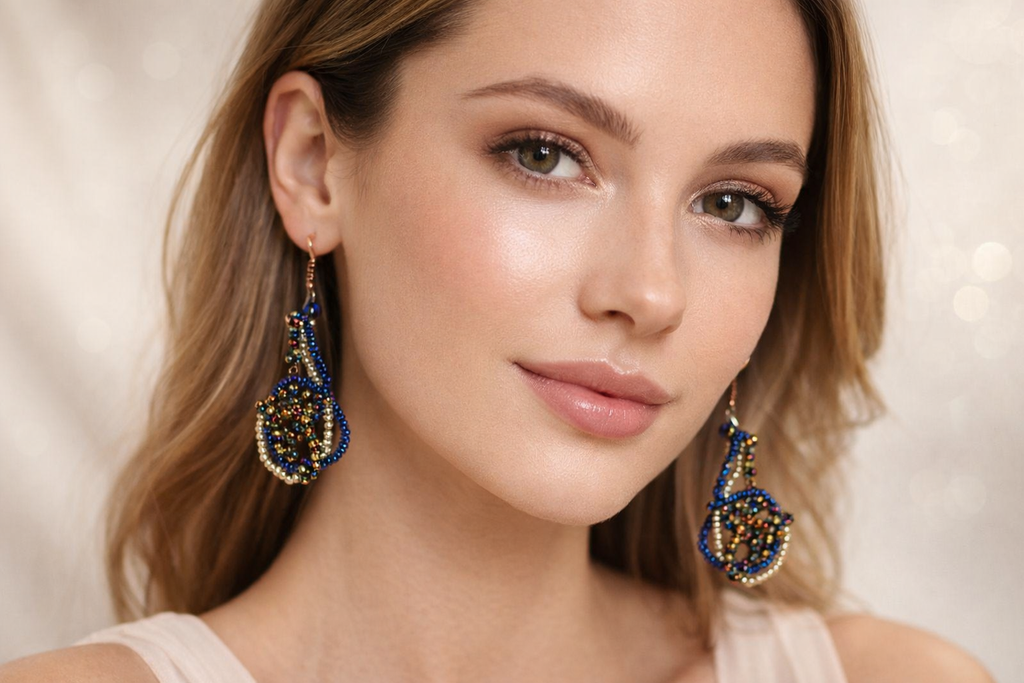 Handmade Seed Bead Dangle Earrings at Blue Sparrow Shop
