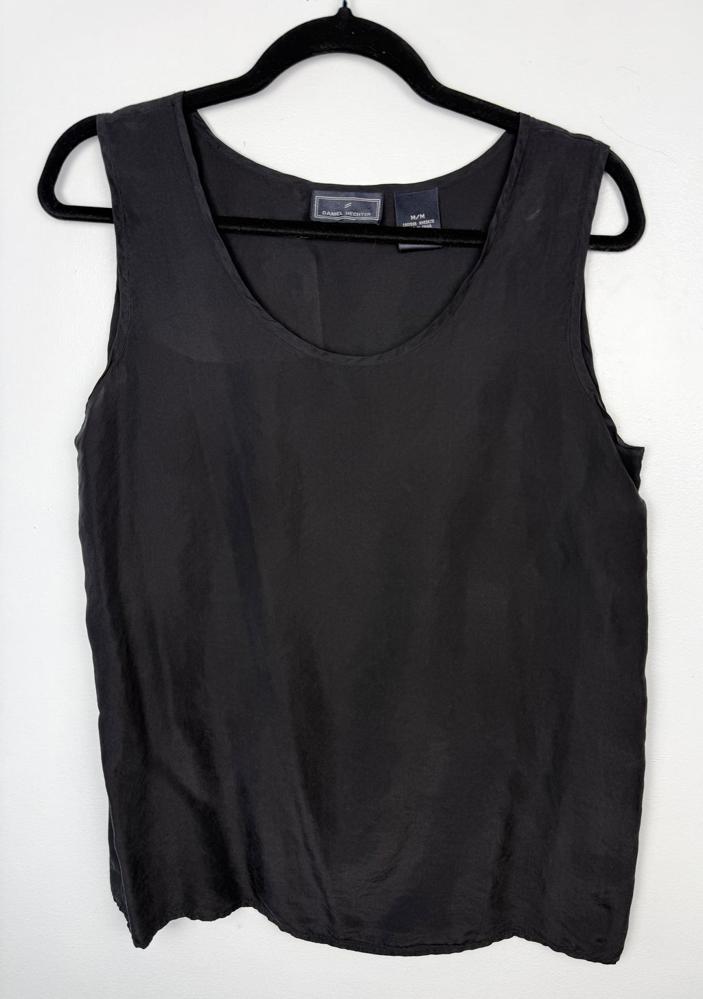Daniel Hechter 100% Silk Black Tank Top | French Designer Silk Scoop Neck Tank Size M at Blue Sparrow Shop
