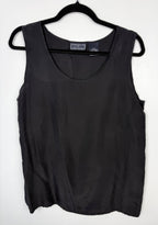 Daniel Hechter 100% Silk Black Tank Top | French Designer Silk Scoop Neck Tank Size M at Blue Sparrow Shop