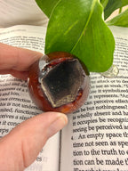 up close of druzy in carnelian sphere 