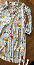 Denim Hunter Rex Shirt Dress  at Blue Sparrow Shop measuring  37" shoulder to hem front and 39" back 