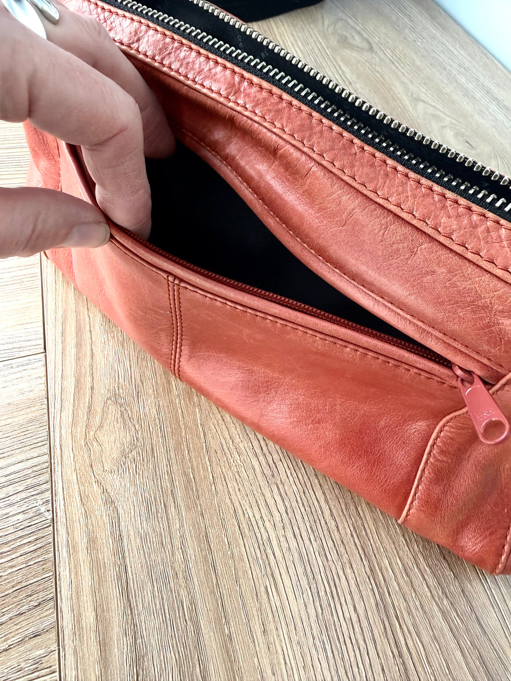 Derek Alexander Leather Crossbody Bag  side pocket