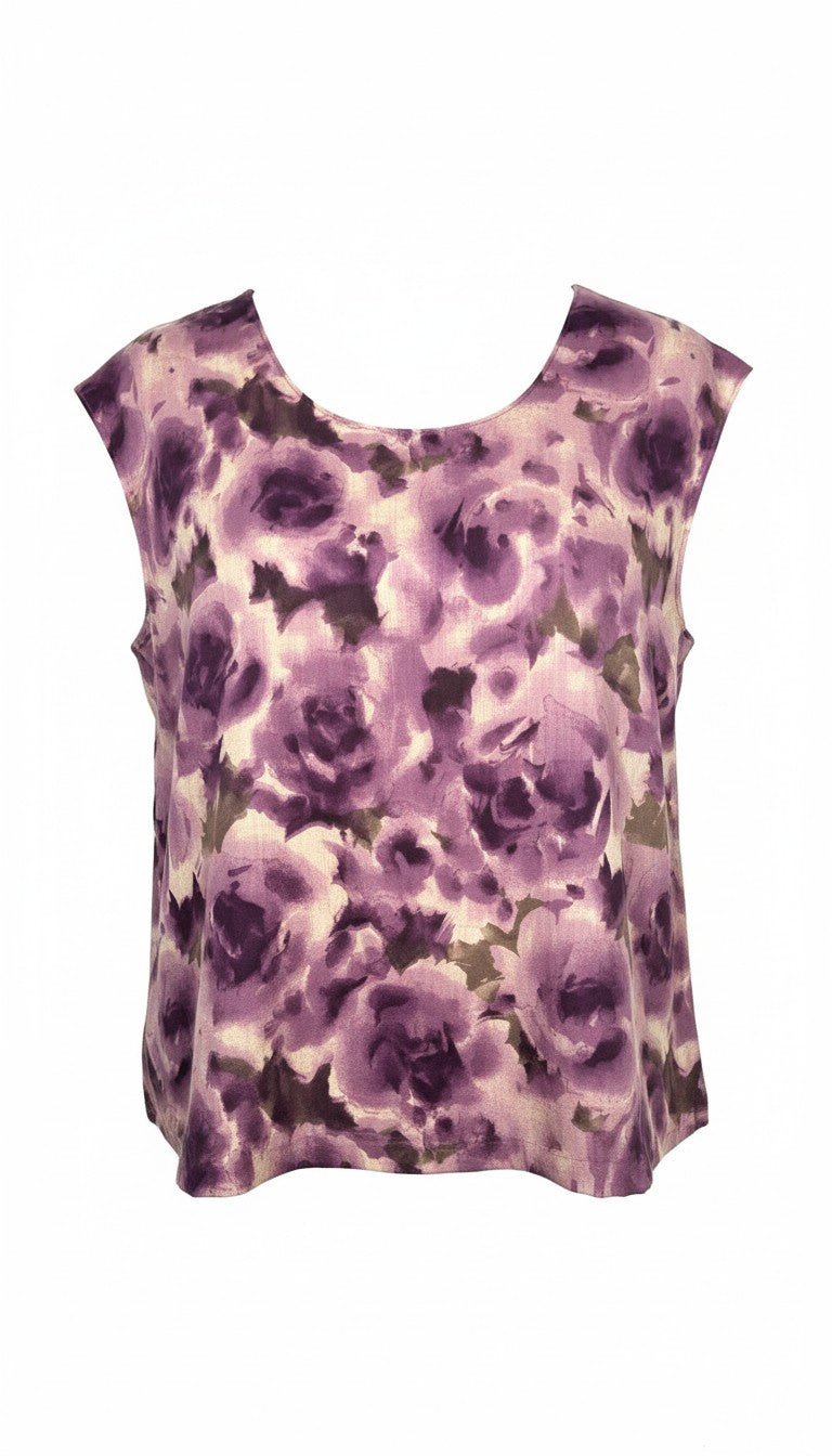 Desie® Made in France — Purple Watercolour Floral Blouse | Size L  at Blue Sparrow Shop
