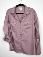 Dickies pink workwear shirt styled with rolled sleeves on hanger
