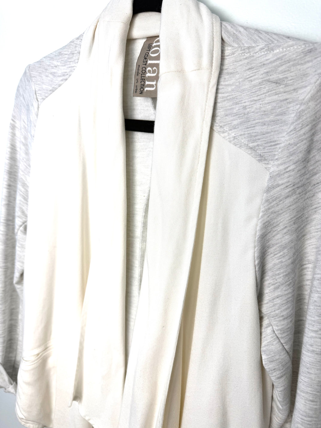 Dolce Vita open front cardigan shawl collar detail