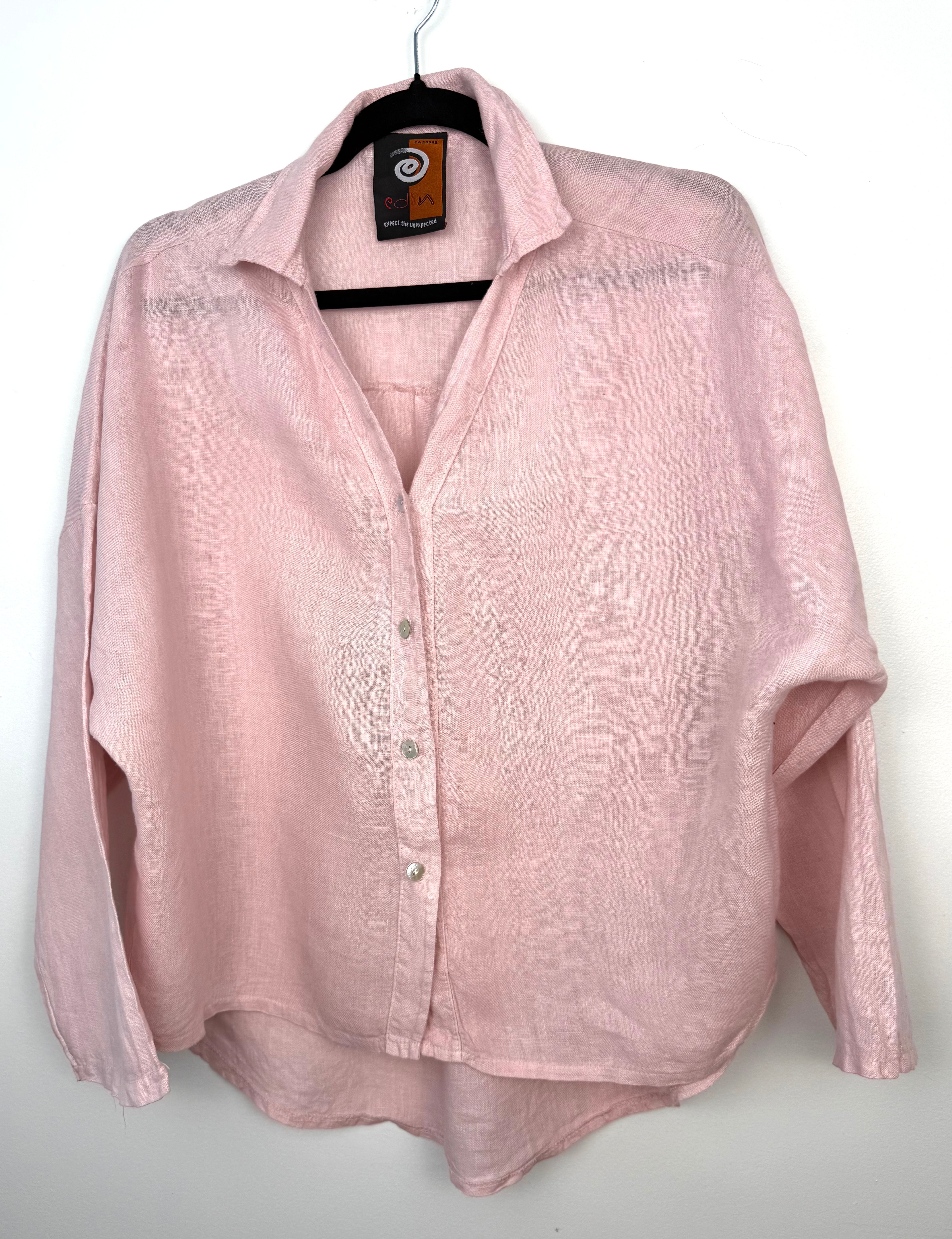 EDIN Expect the Unexpected 100% linen oversized shirt Made in Italy on hanger