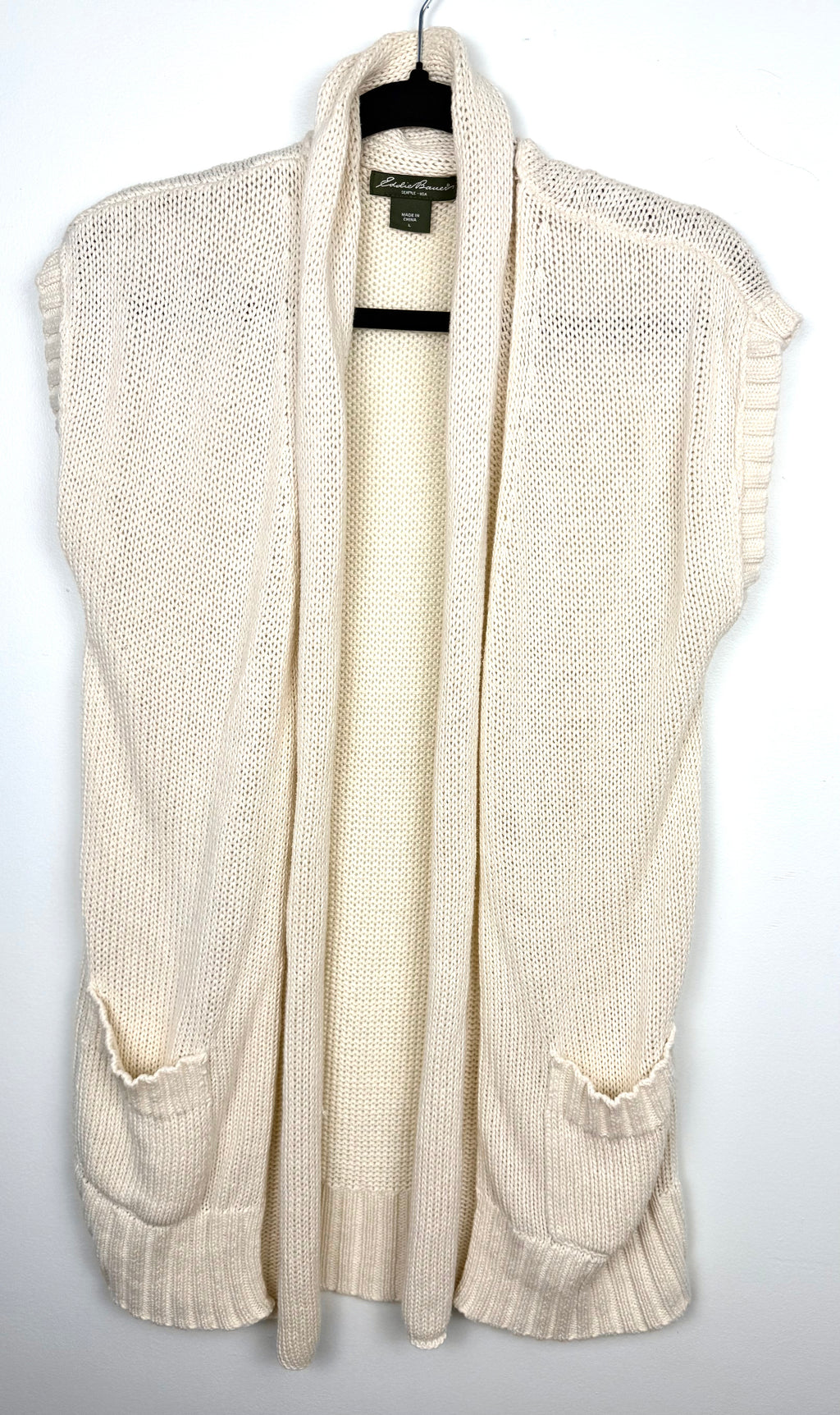 Eddie Bauer Linen Cotton Knit Cardigan Vest  on hanger