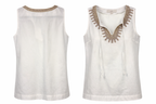 Embroidered Sleeveless Blouse | Size L by Ann Taylor Loft at Blue Sparrow Shop front and back view 