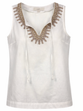 Embroidered Sleeveless Blouse | Size L by Ann Taylor Loft at Blue Sparrow Shop font of top