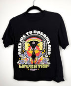Enigma psychedelic butterfly graphic t shirt on hanger