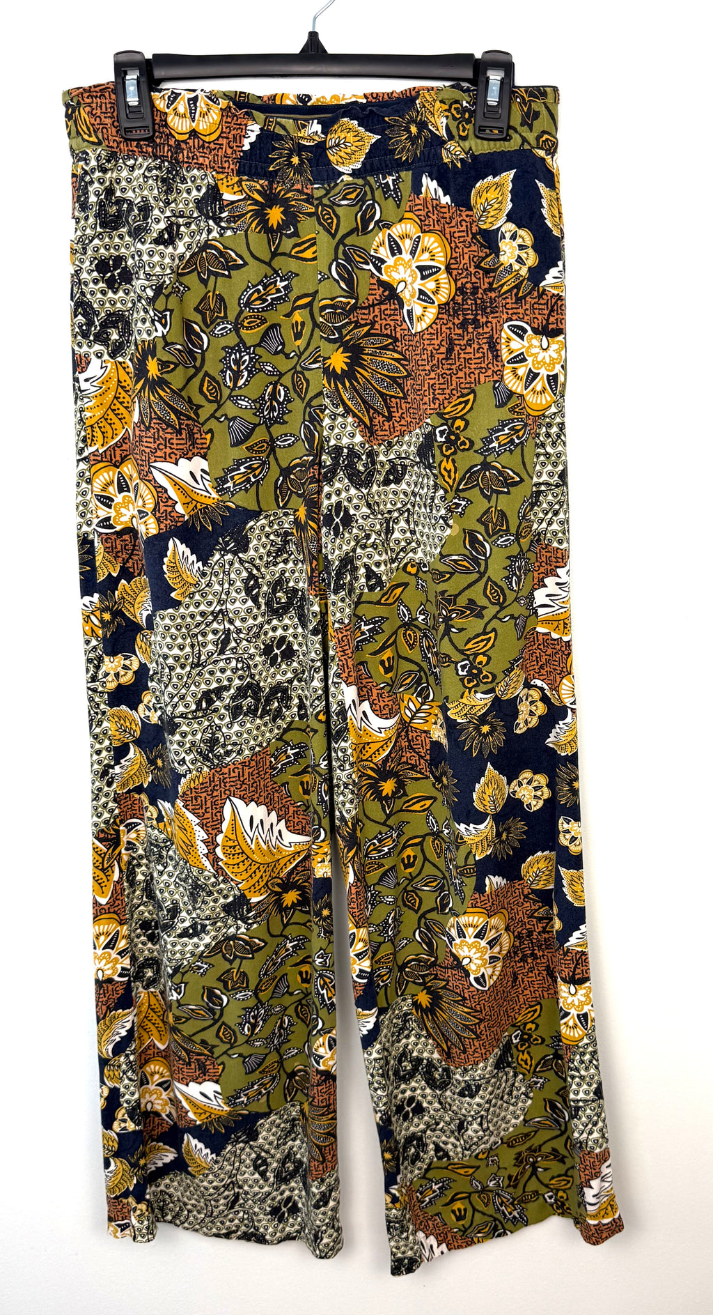 Esprit Patchwork Floral Wide Leg Pants Boho 