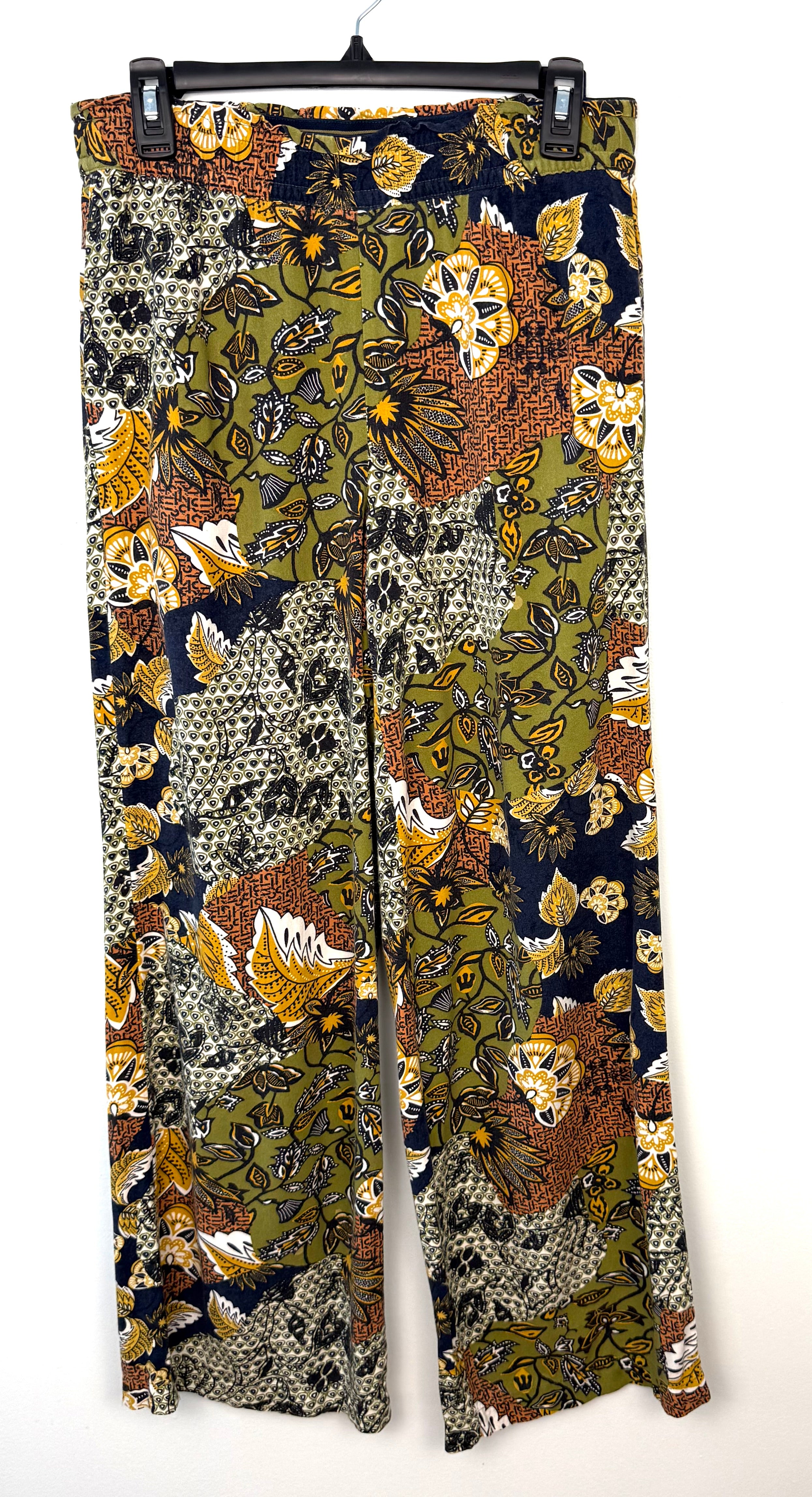 Esprit Patchwork Floral Wide Leg Pants Boho 