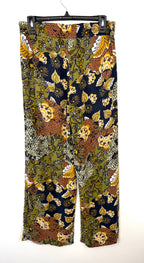 Esprit Patchwork Floral Wide Leg Pants Boho back view  on hanger