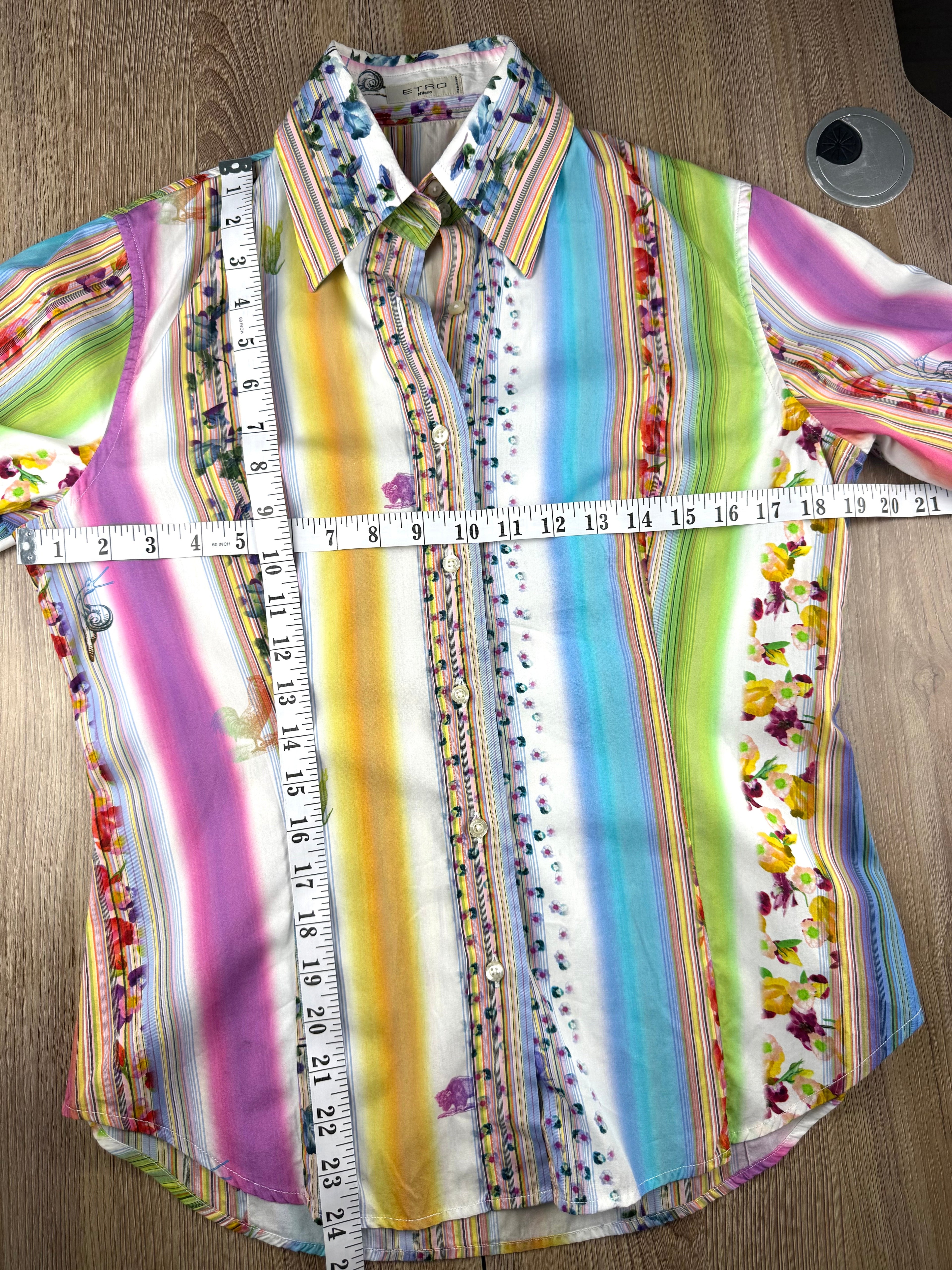Etro Milano  Italian Designer Blouse measuring 24" shoulder to hem and 38" bust 