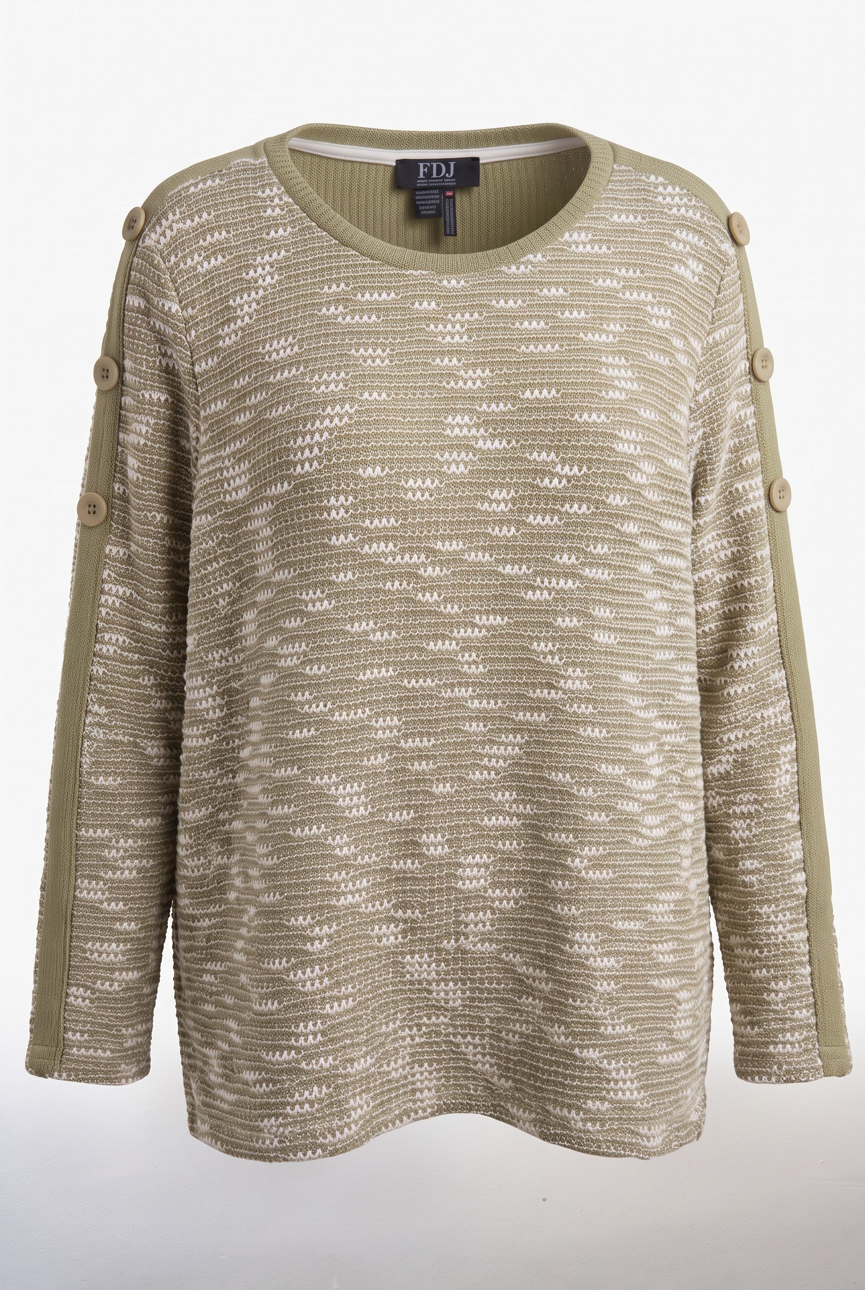 FDJ French Dressing Textured Button-Detail Sweater | Size XL on white background