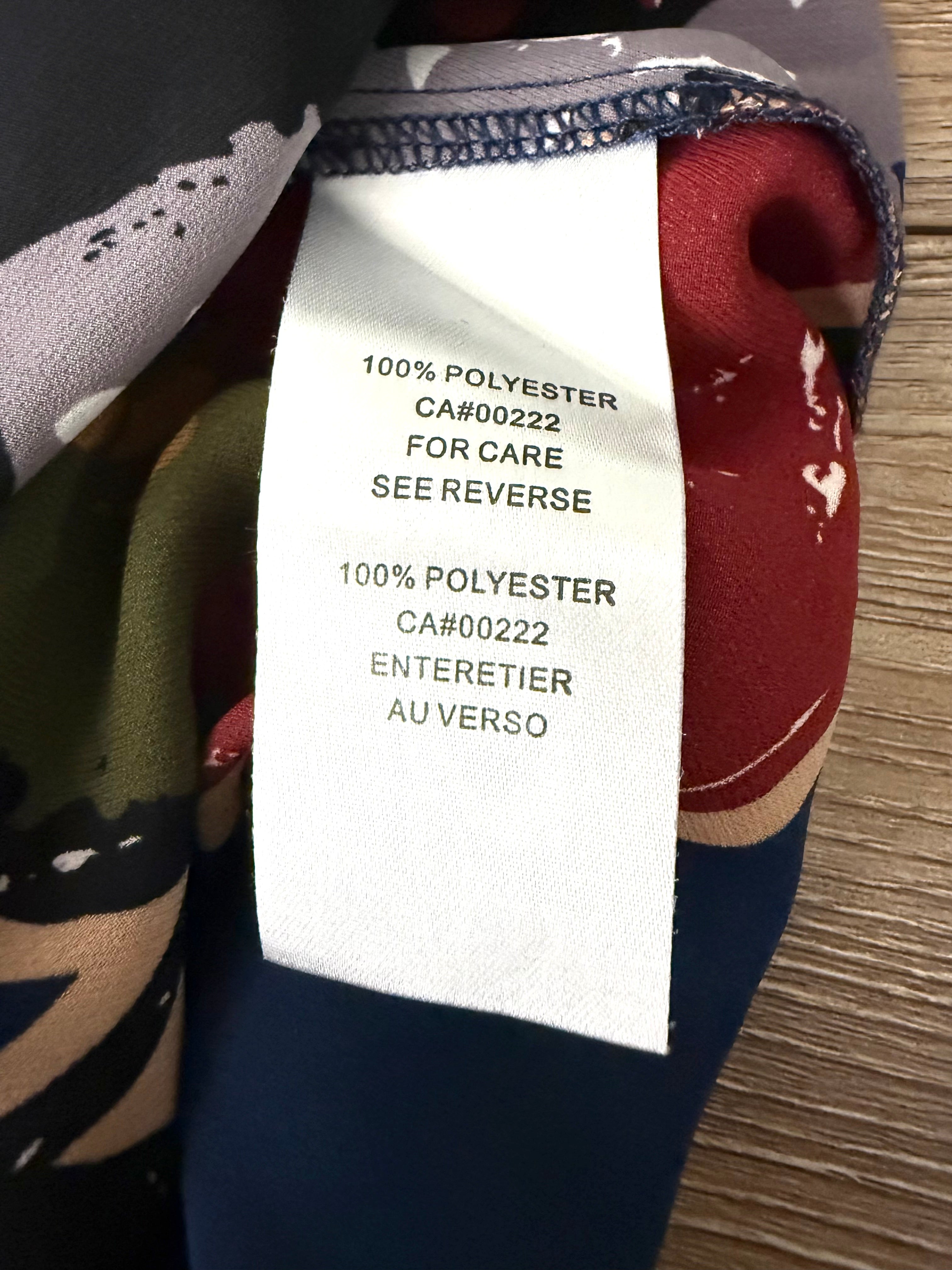 Fabric content tag 100% polyester