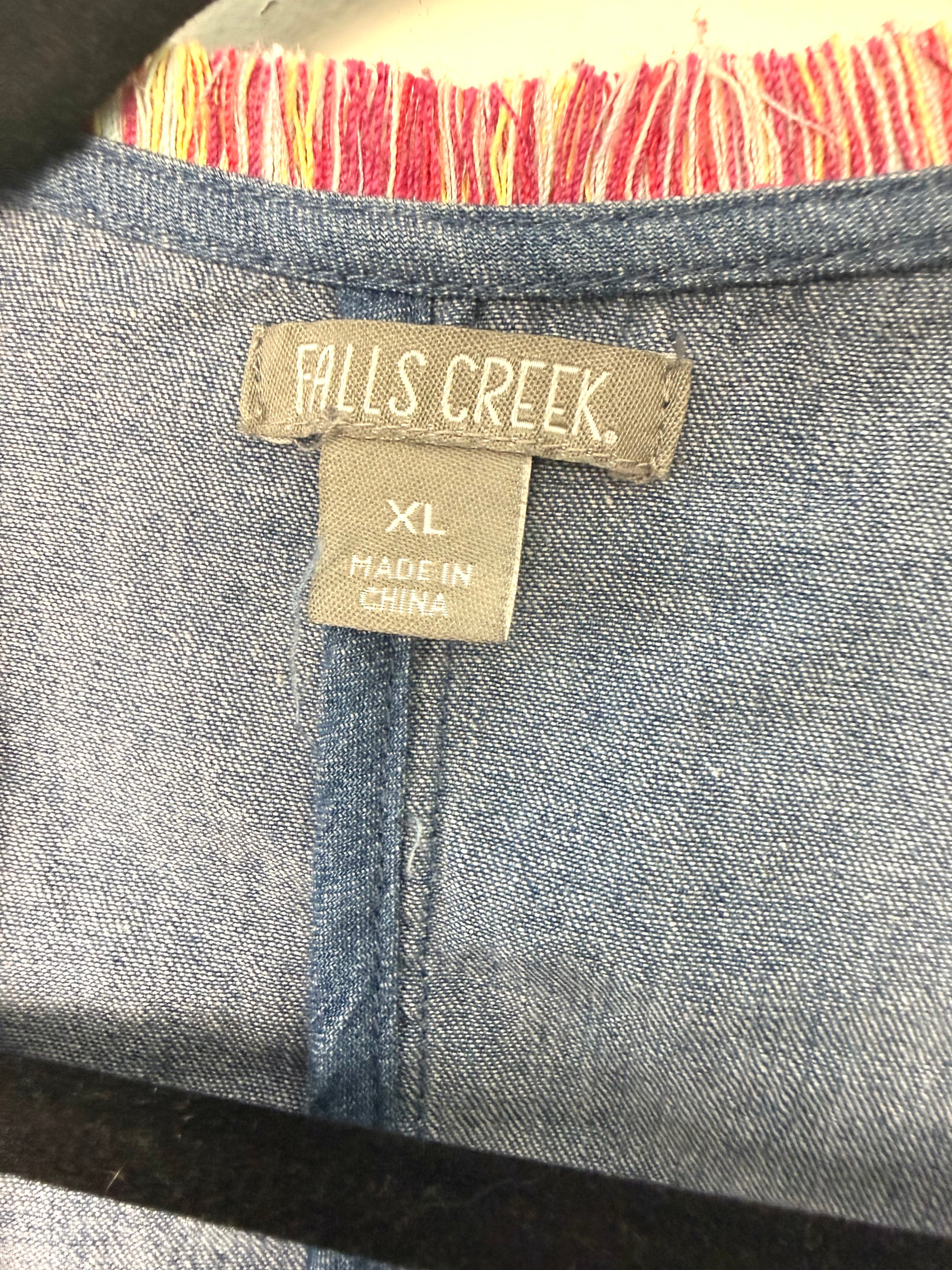 Falls Creek Chambray Denim oversized jacket in XL with southwestern trim  label detail 