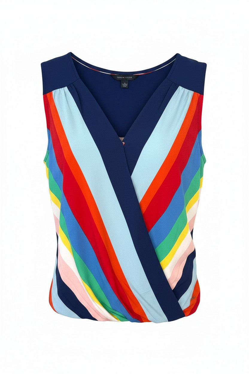 Faux Wrap Tommy Hilfiger Sleeveless Blouse | Size M at Blue Sparrow Shop on white background