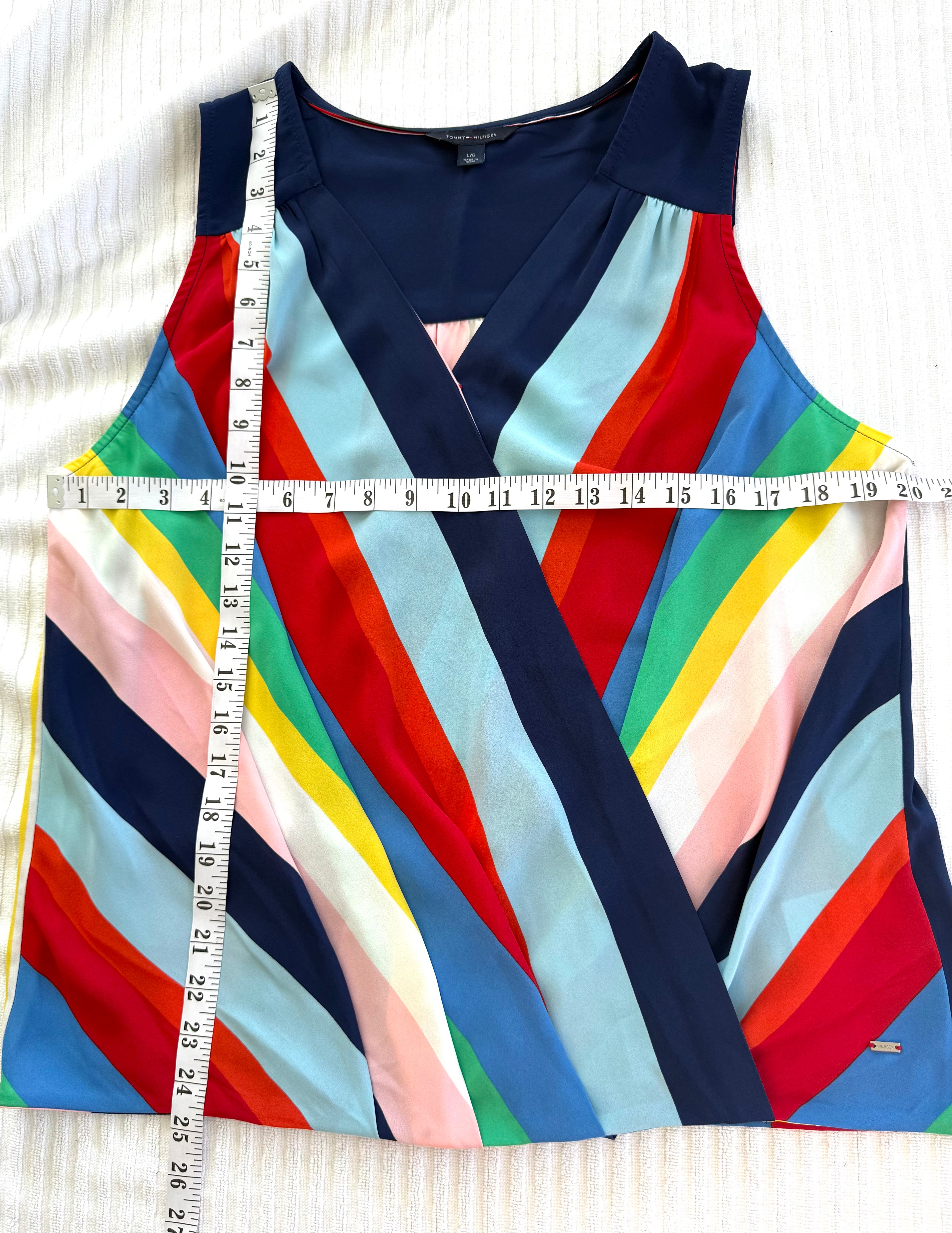 Faux Wrap Tommy Hilfiger Sleeveless Blouse | Size M at Blue Sparrow Shop measuring 40" bust and 25" length