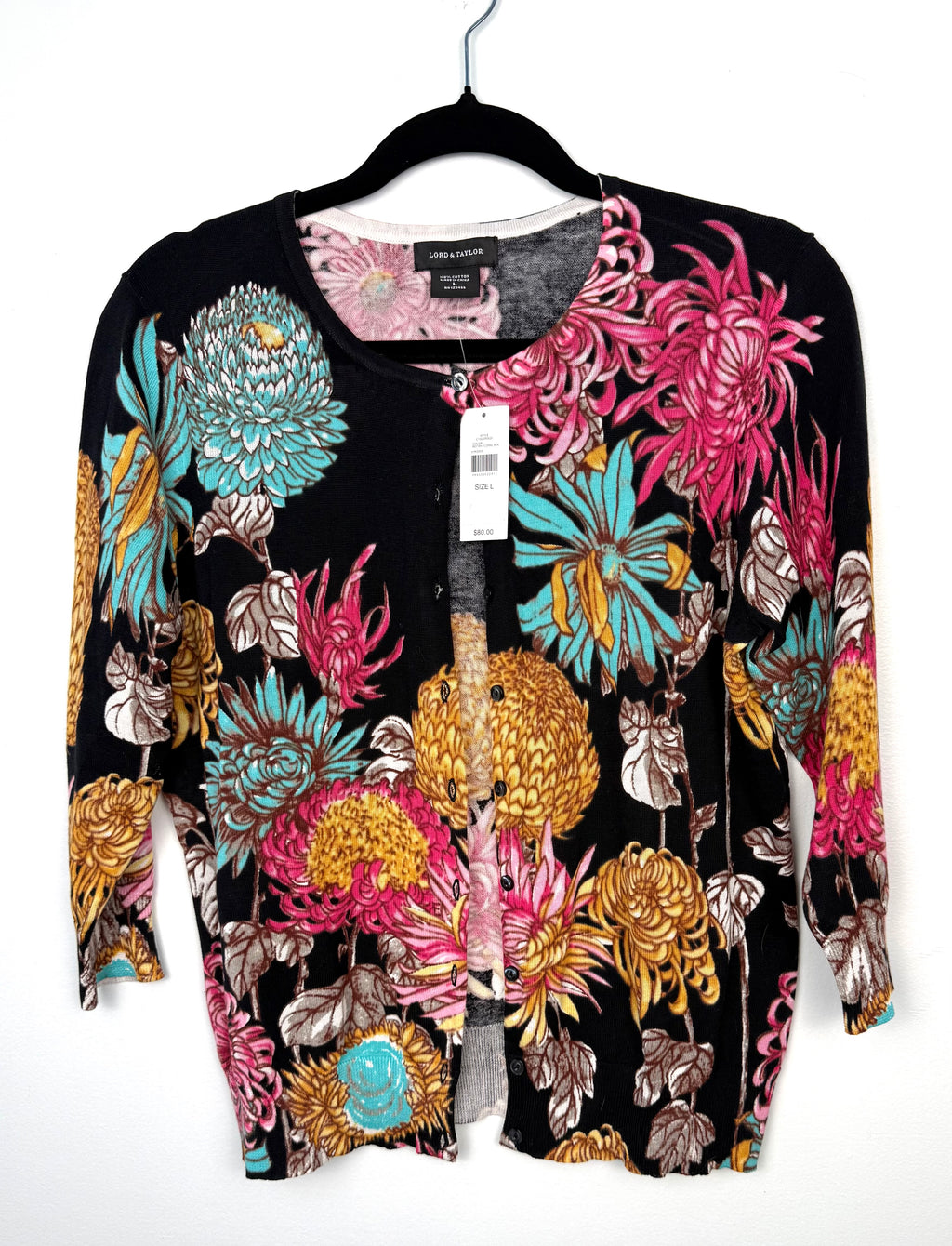 Floral summer cardigan to wear with barrel jeans or wide leg pants NWT  on hanger 