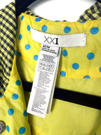 Forever 21 lime green poncho with pokadot detail on liniing fabric tag 
