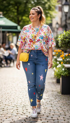 French Dressing Jeans | Olivia Fit | Size 10 at Blue Sparrow Shop  on woman with floral top and yellow purse