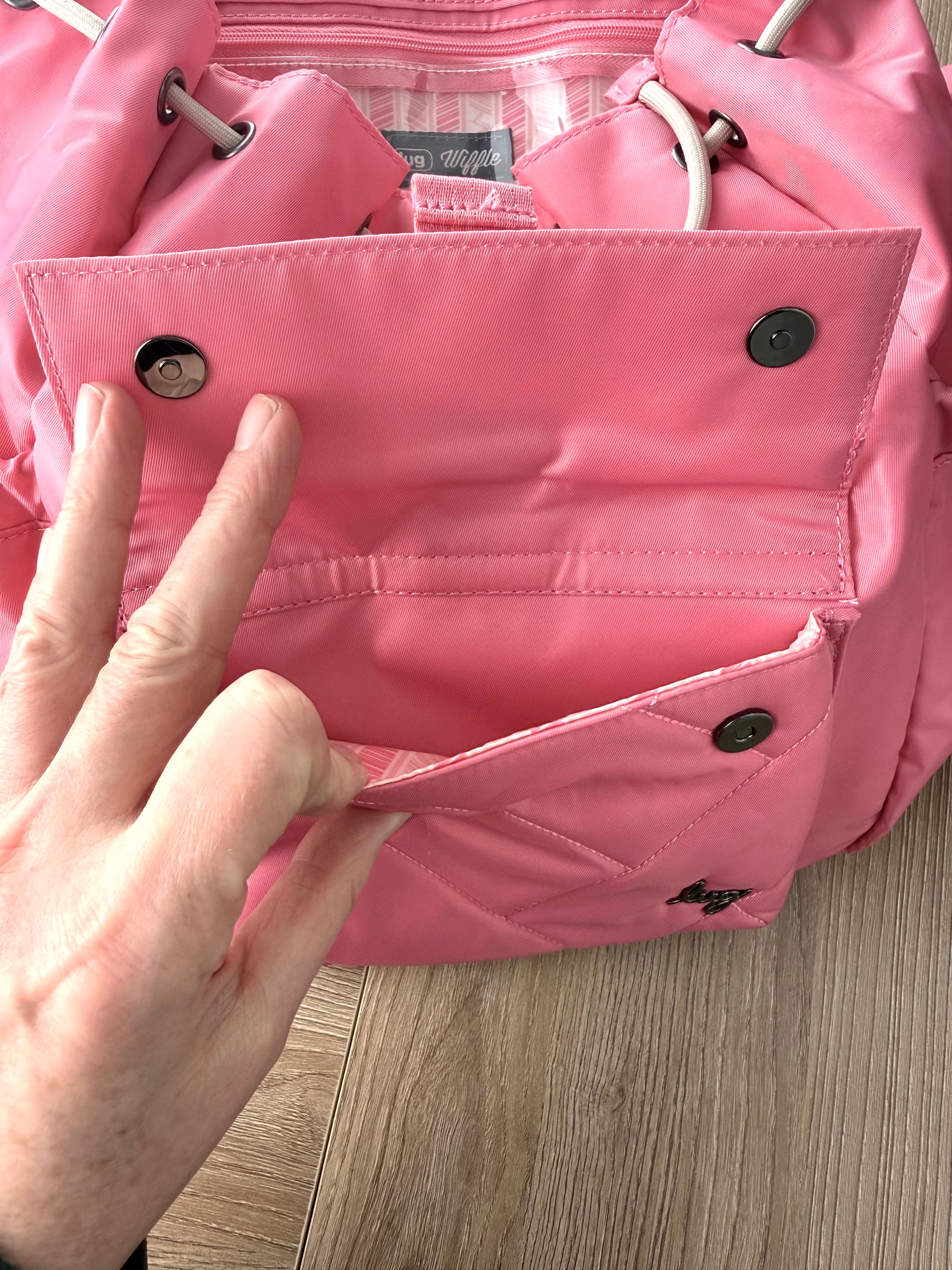 Front pocket storage detail on Lug backpack