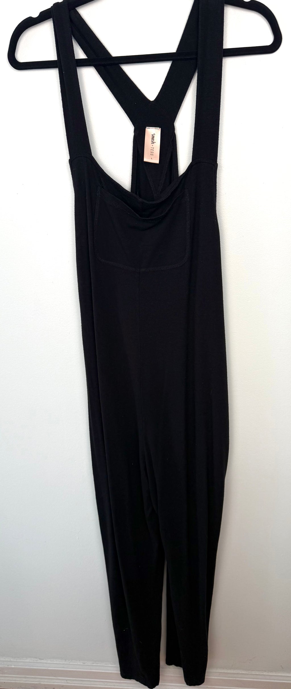 Smash + Tess Mia Jumpsuit black bamboo blend size small front view.